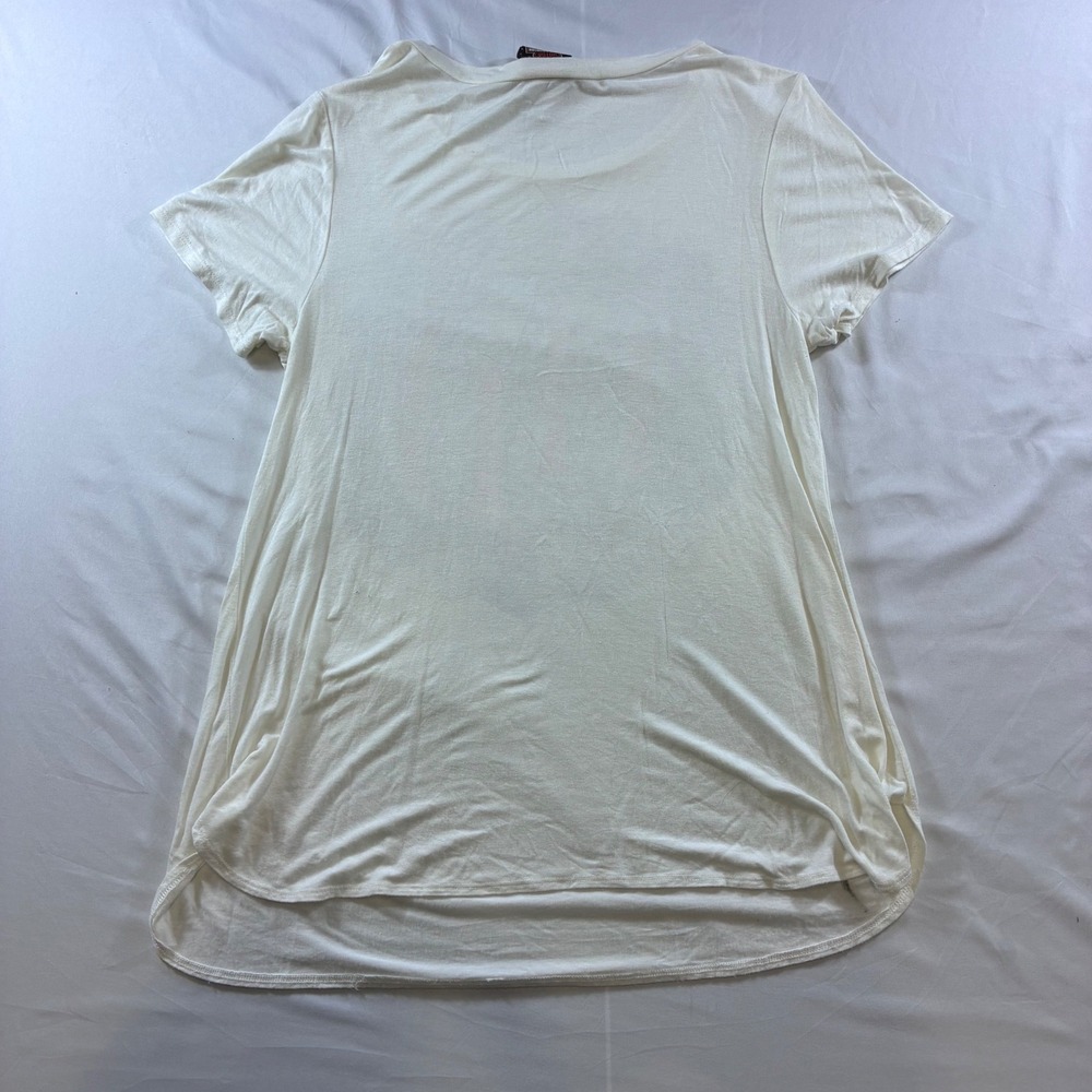 Harley-Davidson Womens Bedazzled Graphic T-Shirt Ivory Rayon M VTG - Picture 7 of 8